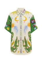 Holidays of Heaven Linen Blend Special Unique Printed Blouse and Elastic Waist Pocketed Shorts Set