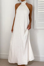 Fashion Halter Neck Long Backless Dress