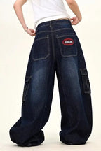 Dark Blue Cargo WideLeg Jeans