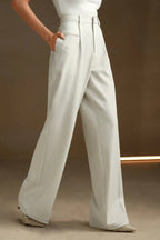 High Waist Fluid Long Straight Pants