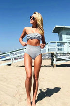 Fashionable Slimming Striped Bikini Two Piece Swim Set