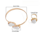 2-Piece Baroque Irregular Pearl Alloy Collar Ring And Bracelet Set