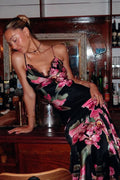 V-Neck Floral Empire Waist Maxi Floral Dress