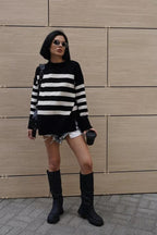 Loose Fit Striped Knit Sweater