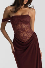 Sexy Lace Panel Tank Maxi Bodycon Dress