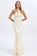 Halter Floral Foil Print Maxi Dress