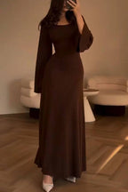 Teodora Minimalist Knitted Dress with Tie Belt Elevated Occasion Wear