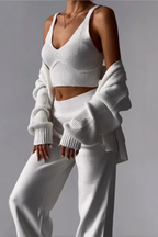 Chic V-neck Knitted Three-piece Set