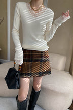 Plaid Color Block High Waist Skirt