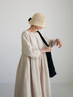 Isabel Timeless Loose Linen Dresses with Side Pockets Designer Dress Edit