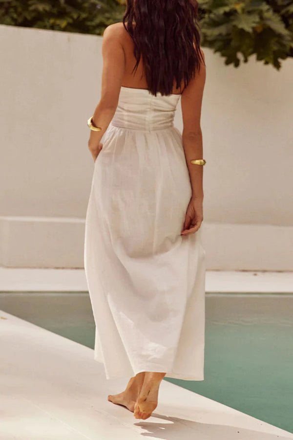 Yolaina Premium Plain Sleeveless Dresses with Pocket Pleats and Halterneck Wardrobe Essential