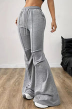 Solid Color Flare Casual Sweat Pants
