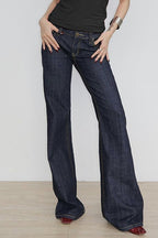 Letter Embroidery Vintage Low Rise Slim Flare Jeans