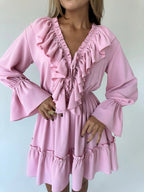Martina Aesthetic Long Sleeved Mini Dress with Ruffle Designer Edit