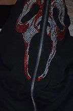 Rhinestone Zip Up Gothic Hoodie