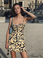 Daisy Printed Graceful Floral Short Dress