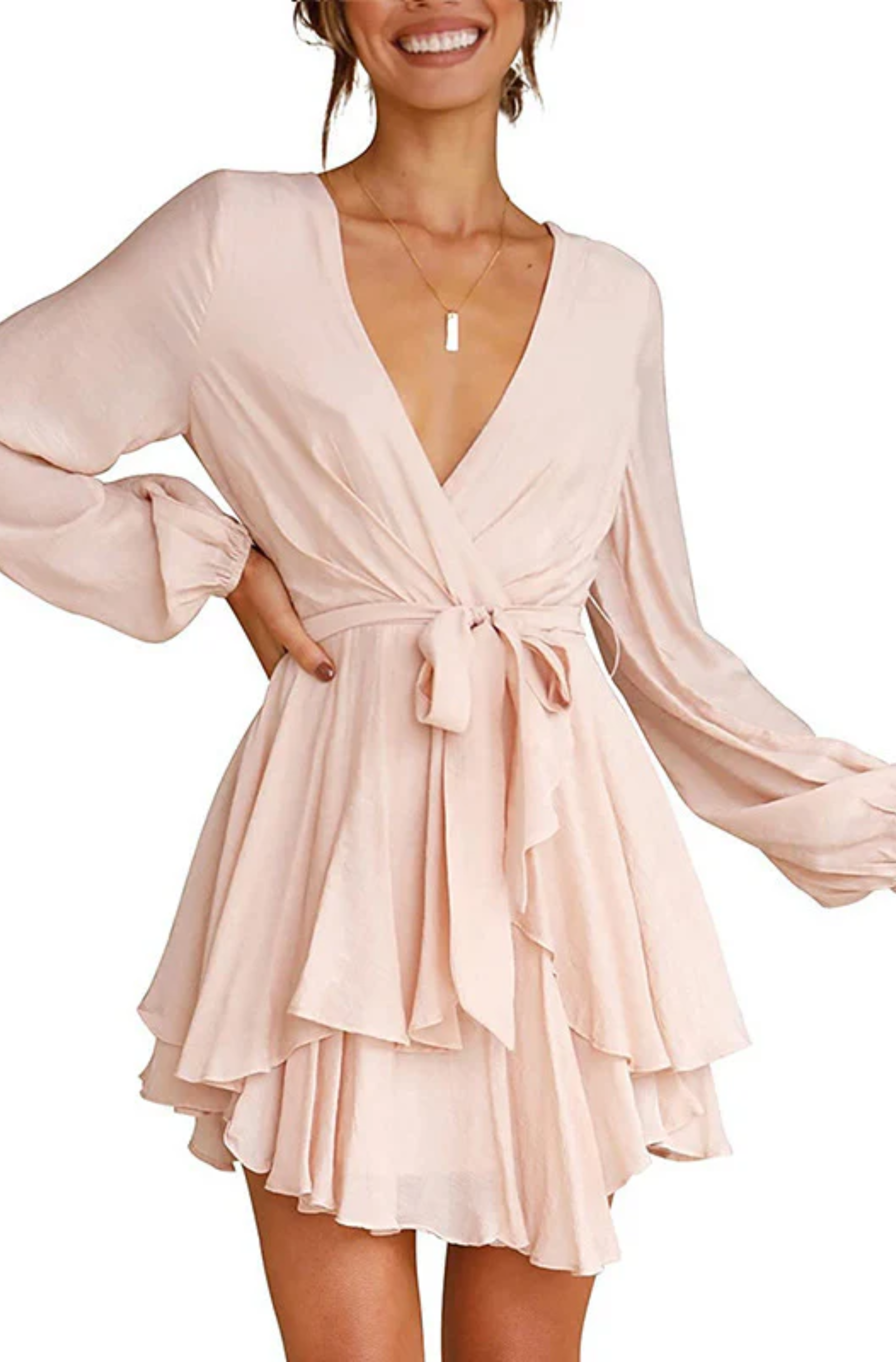 Johana Exclusive Summer Wrap Mini Dress Elevated Occasion Wear