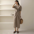 Helena Aesthetic Lange Wrap Dress Midi Premium Wardrobe Essential