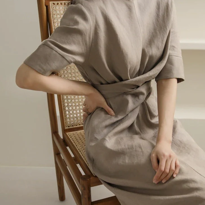 Zulema Statement Long Wrap Dress Midi Everyday Luxe Edit