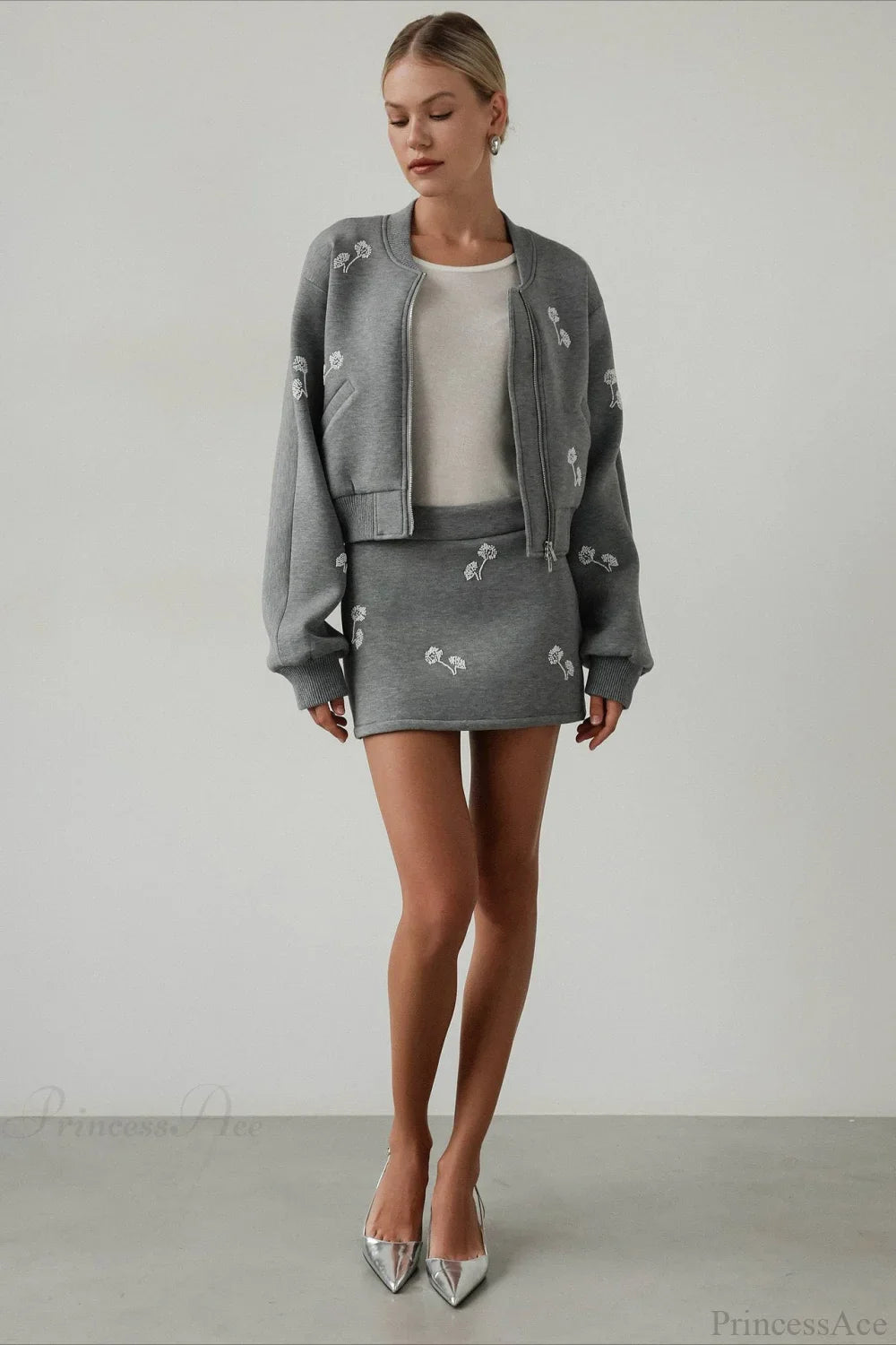 Dandelion Print Sweatshirt Loose Two Piece Set