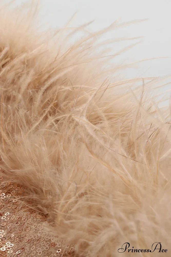 Daria Sequin Stylish Feather Mini Dress