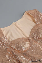 Daria Sequin Stylish Feather Mini Dress