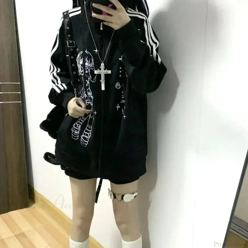 Dark Adorable Pattern Baggy Hoodie