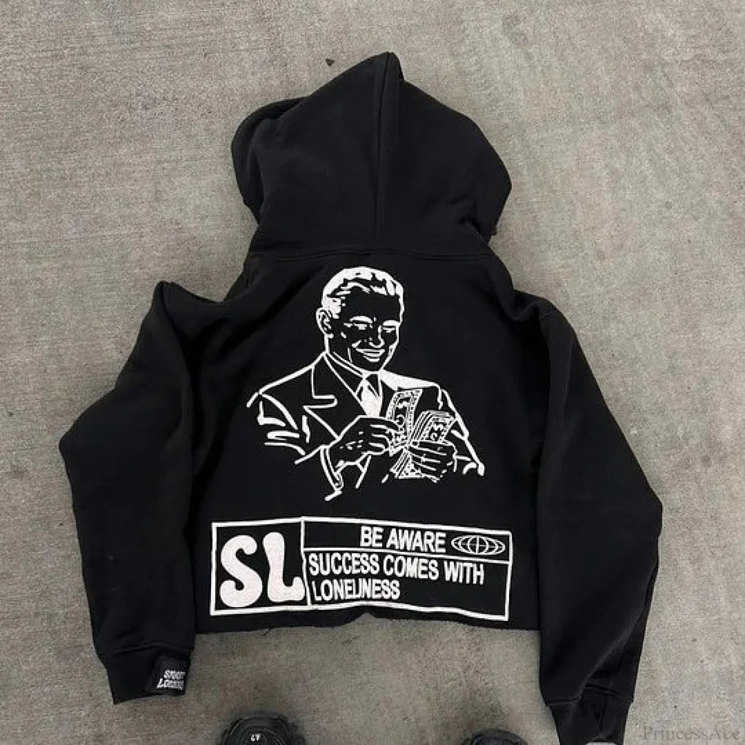 Dark Alphabet Graphic Pullover Hoodie