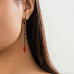 Dark Black Crystal Long Fringe Drop Earring