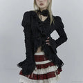 Dark Black Lace Flare Sleeve Shirt