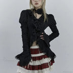 Dark Black Lace Flare Sleeve Shirt