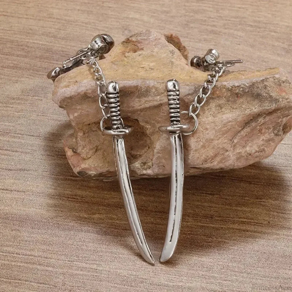 Dark Black Skull Awl Rock Declaration Earring