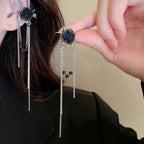 Dark Blossom Fringe Zircon Ear Wrap Earring