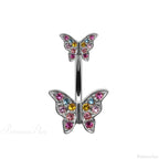Dark Butterfly Pendant Belly Ring
