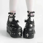Dark Circular Top Mary Jane Tennis Shoe