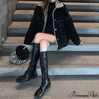 Dark Denim Stylish Fur Lining Jacket