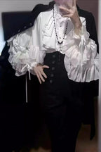 Dark Frill Batwing Sleeve Top