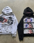 Dark Informal Print Oversized Hoodie