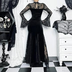 Dark Lace Trumpet Slim Midi Dress