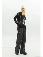 Dark Medieval 90s Style Denim Trouser