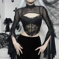 Dark Net Lace Up Flared Shirt
