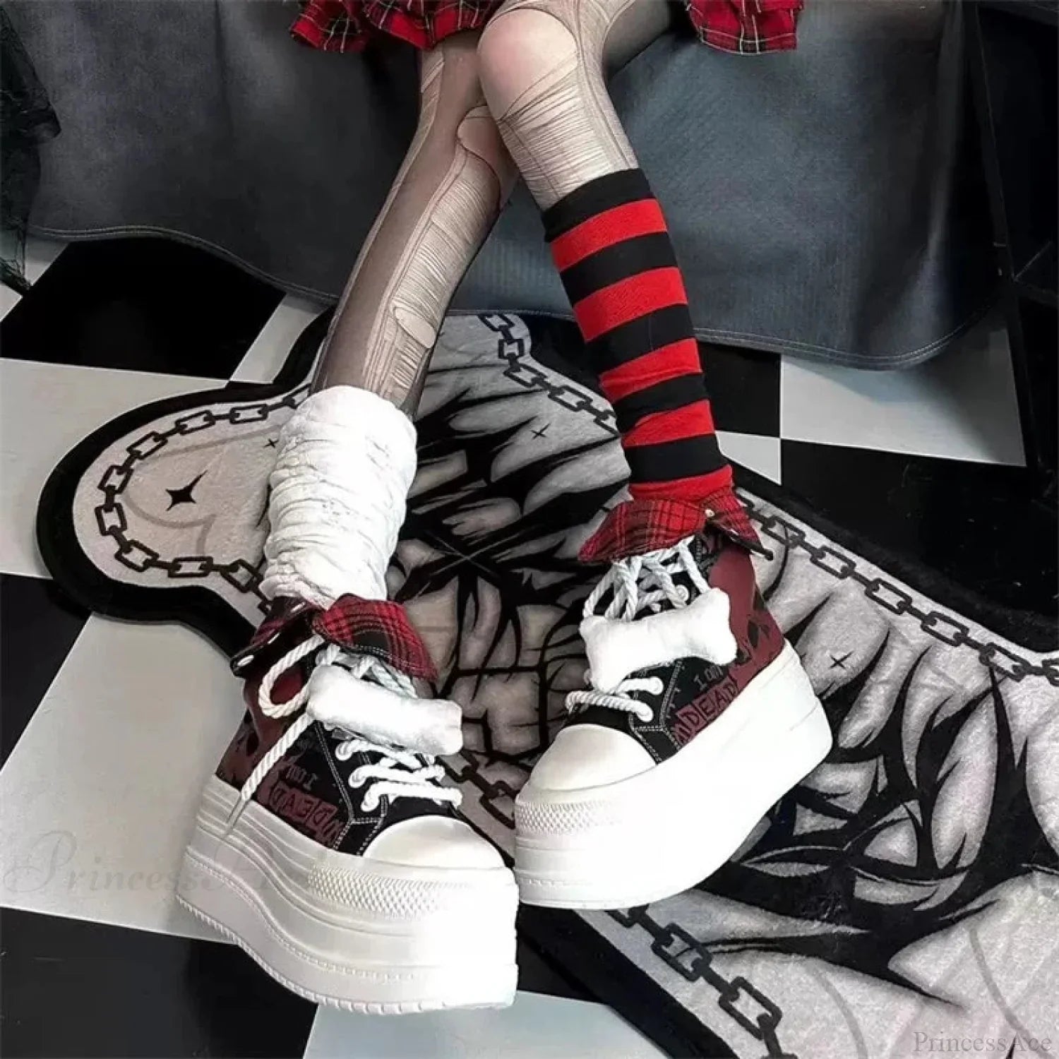 Dark Net Leather Bulky Sneaker