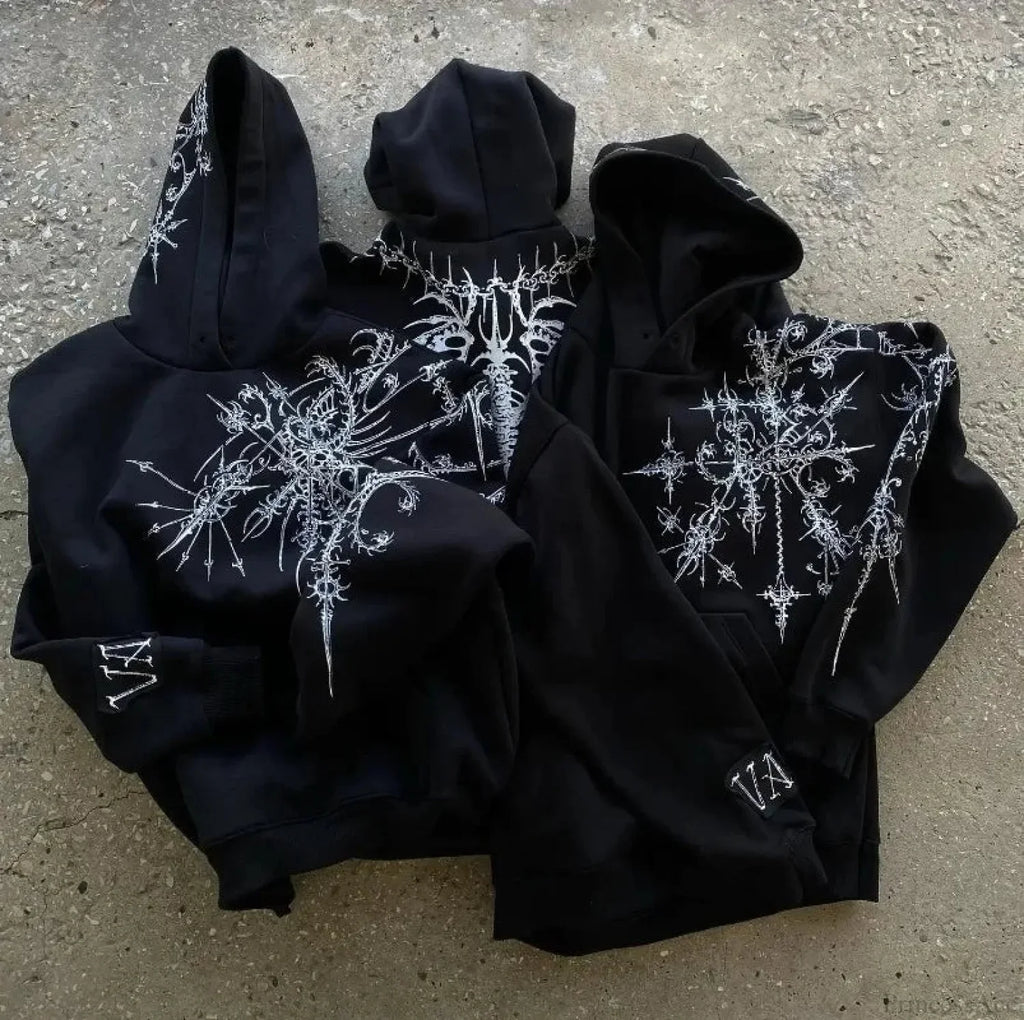 Dark Pattern Print Informal Hoodie