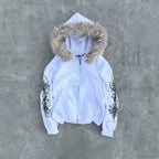 Dark Plush Furry Zip Hoodie