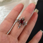 Dark Rebel Crimson Gem Cross Ring