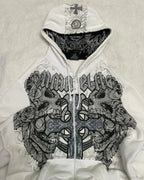 Dark Skull Oversized Zipper Hoodie
