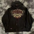 Dark Skull Print Oversized Hoodie