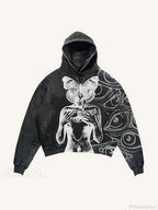 Dark Skull Print Oversized Hoodie