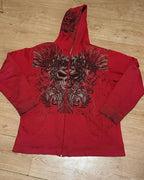 Dark Skull Print Zip Hoodie