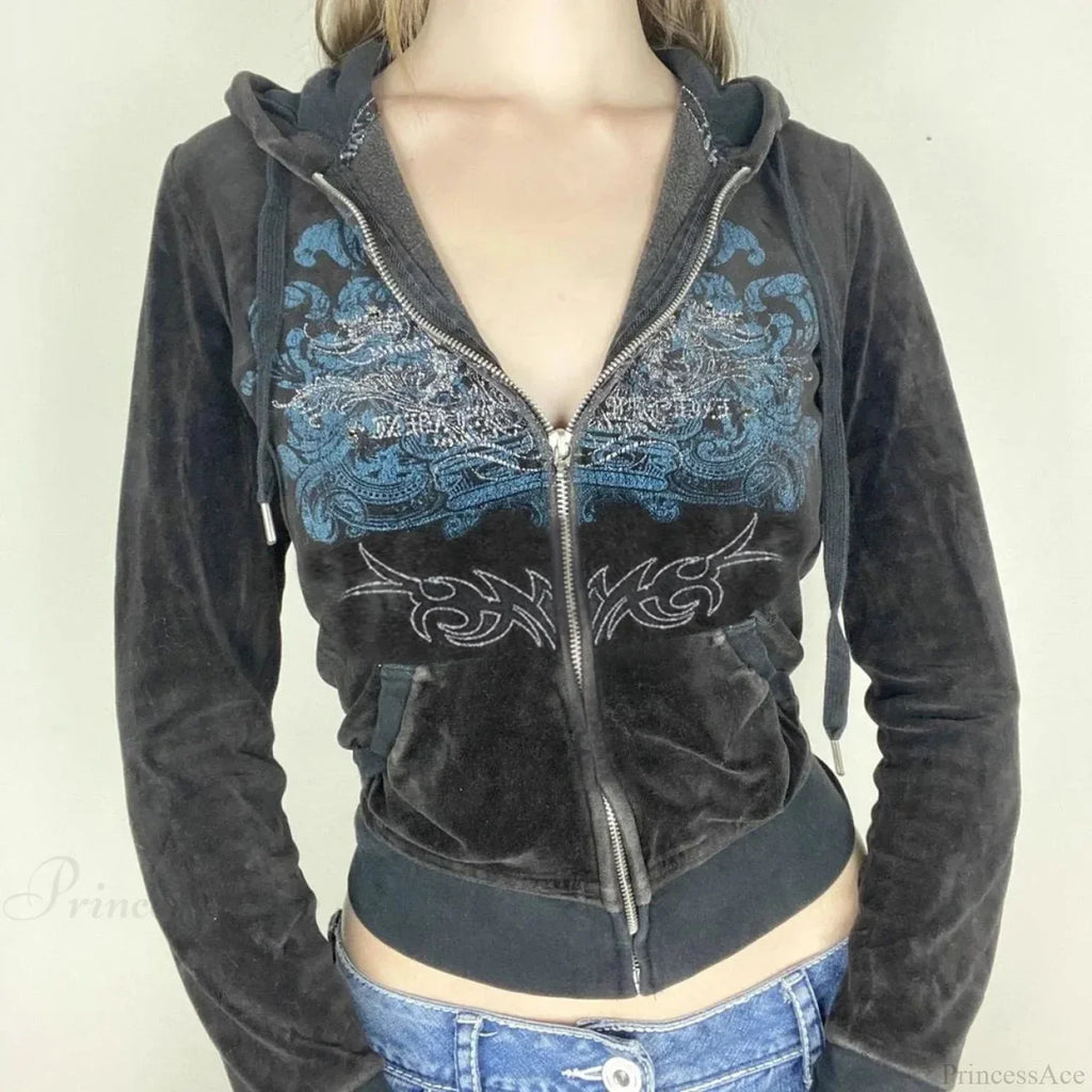 Dark Sparkling Zip Sweater Hoodie